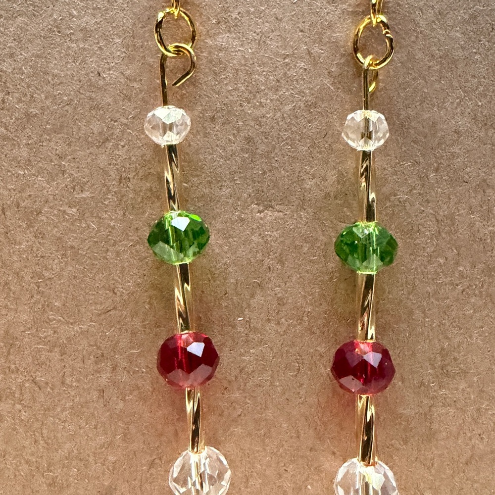 Elegant Gold and Multicolor Beaded Earrings Style #017